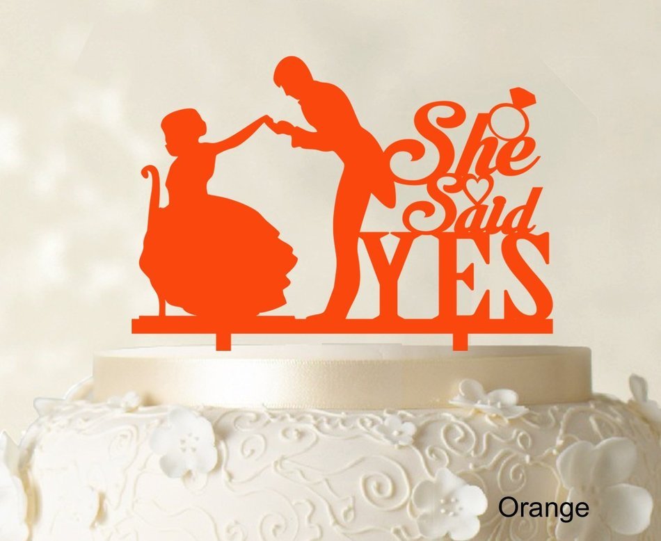 She Said Yes Wedding Cake Topper Custom Name Cake Topper Color Option Available 6"-7" Inches Wide