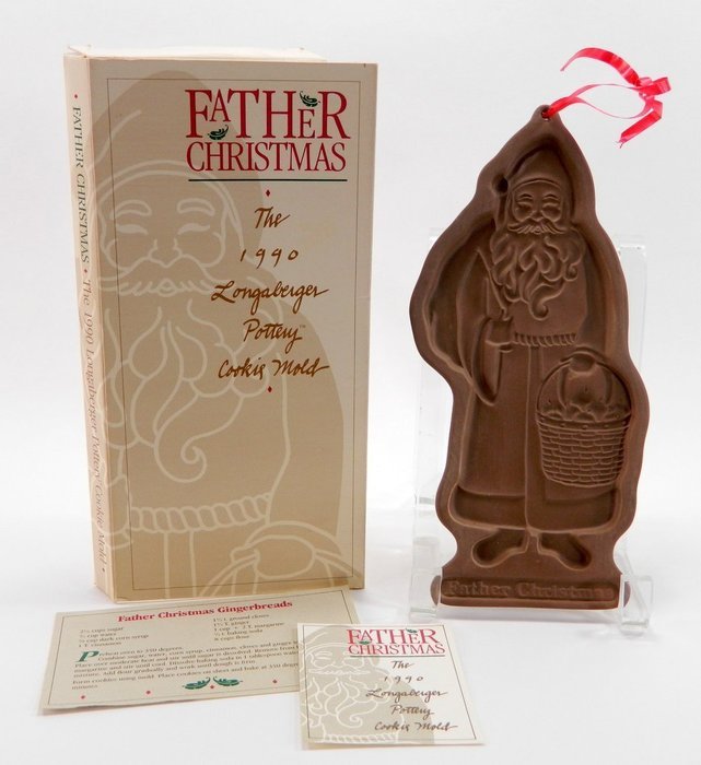 Longaberger Pottery Cookie Mold: 1990 Father Christmas