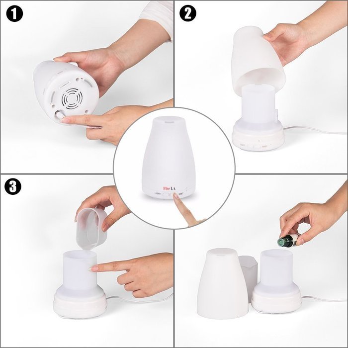 Fire LA 300ml Essential Oil Diffuser for Aromatherapy Ultrasonic Air-Cool Mist Humidifier N10