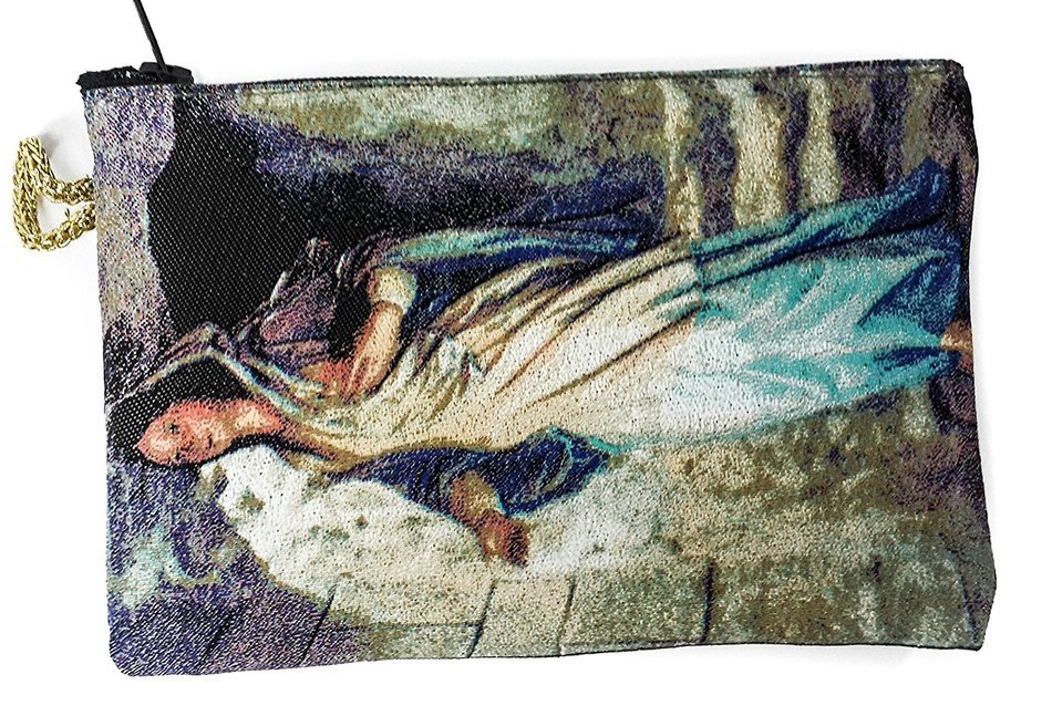 Blessed Virgin Mary Rosary Icon Pouch Tapestry Prayer Keepsake Case 5.7"