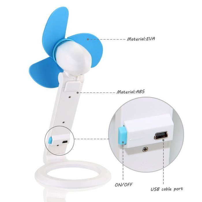 iEGrow USB Mini Personal Fan, Desk Fan, Home Kitchen Fan, Office Fan, Travel Fan with Hand-held Flexible Folding... N16