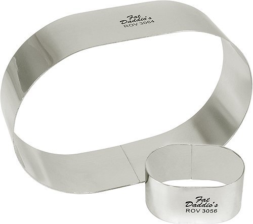 Fat Daddio's Oval Pastry Ring Stainless Steel 18-Gauge Pastry Ring, 3-Inch by 2-Inch by 1.75-Inch