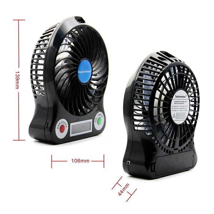 TechIntheBox LED display Portable Fan 4-inch 3 Speeds Mini USB Rechargeable Fan with LED Light Powered By Electric-powered... N18