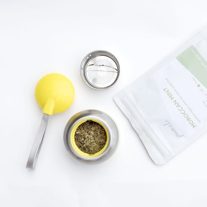 Tea Infuser Travel Mug and Pumeli Mint Green Tea Set