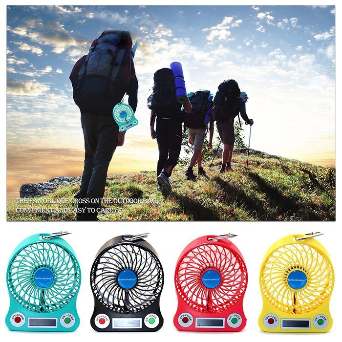 TechIntheBox LED display Portable Fan 4-inch 3 Speeds Mini USB Rechargeable Fan with LED Light Powered By Electric-powered... N23