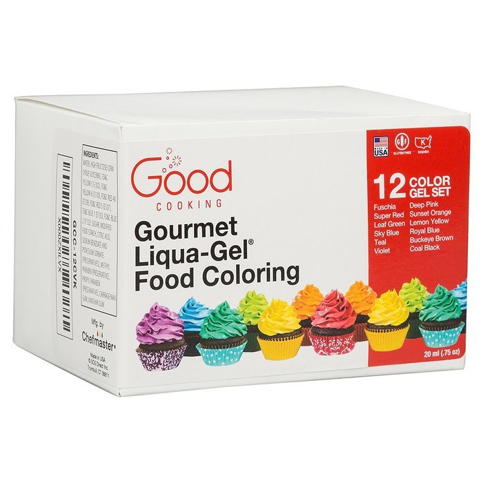 Food Coloring Liqua-Gel - 12 Color Variety Kit in .75 fl. oz. (20ml) Bottles