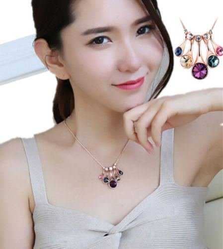 New Statement Choker Women Bib Fashion Chunky Chain Necklace Crystal Flower N6