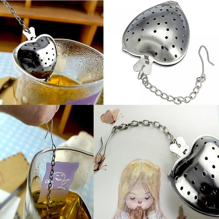 MAXGOODS Fine Heart Tea Infuser Strainer Filter Stainless Steel 2-Pack