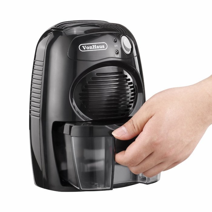 VonHaus Compact Mini Portable Black Air Dehumidifier - Ideal for Small Rooms and Spaces N4