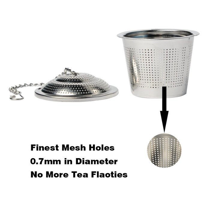 3pcs Tea Strainer Infuser for Loose Tea, 18/8 Stainless Steel, Ultra Fine Snap Mesh (3 Size Large Middle Small) N2