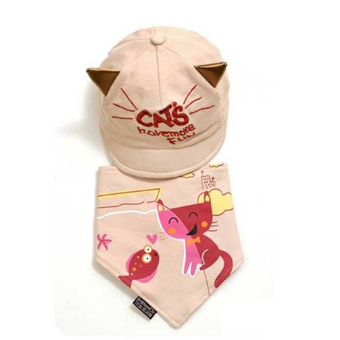 KAKA(TM) Babys Girls Boys Lovely Spring Summer Hat Cute Peaked Cap with Scarf Beige N8