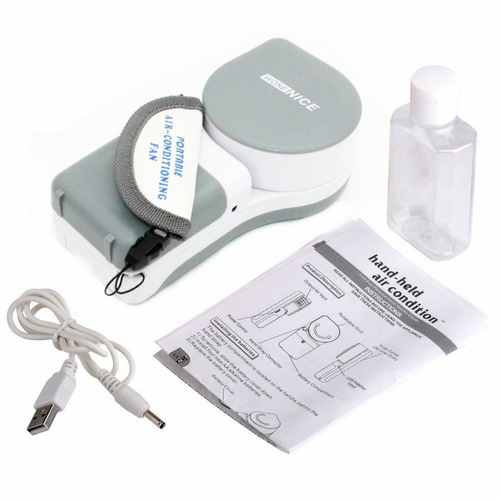 WoneNice Portable Small Fan & Mini-air Conditioner, Runs On Batteries Or USB-Blue N17
