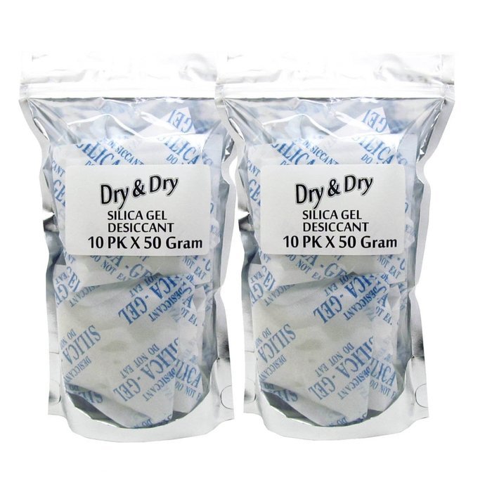 50 Gram Pack of 6 "Dry&Dry" Silica Gel Packets Desiccant Dehumidifiers N3