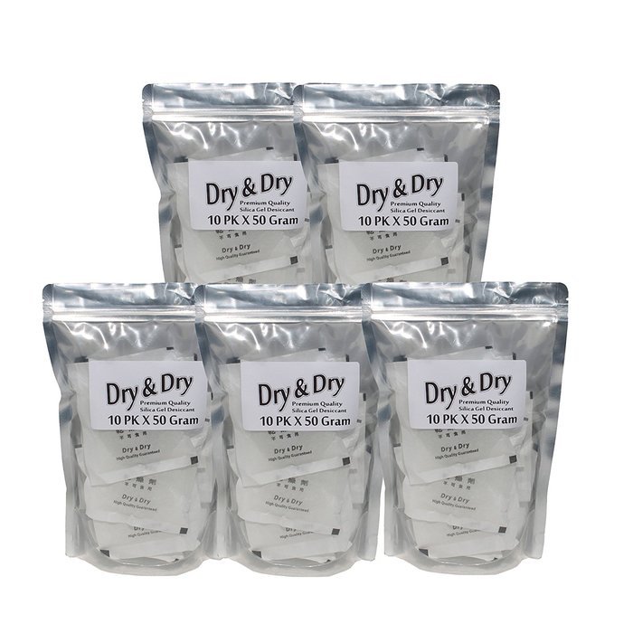 50 Gram Pack of 6 "Dry&Dry" Silica Gel Packets Desiccant Dehumidifiers N4