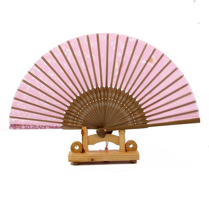ROSENICE Chinese /Japanese Folding Hand Fan 21CM - Butterfly Sakura Pattern (Pink) N2