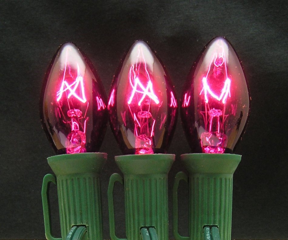 7 Watt C7 Transparent Outdoor Patio Party Christmas Novelty Replacement Bulbs, 25 Pack (Red)