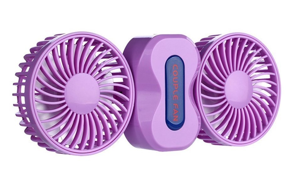 Coomoors Couples Mini Fan Dual Head Portable USB Rechargeable Personal Fan Quiet Operation Desktop Fan with LED... N4
