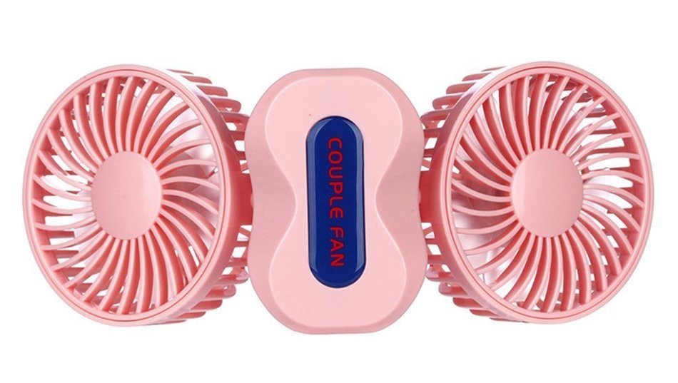 Coomoors Couples Mini Fan Dual Head Portable USB Rechargeable Personal Fan Quiet Operation Desktop Fan with LED... N5