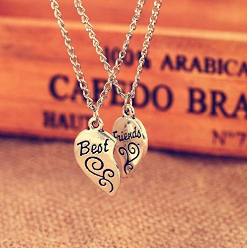 2PC Silver Plated Charm Best Friend Flower Women Chain Pendant Necklace HOT