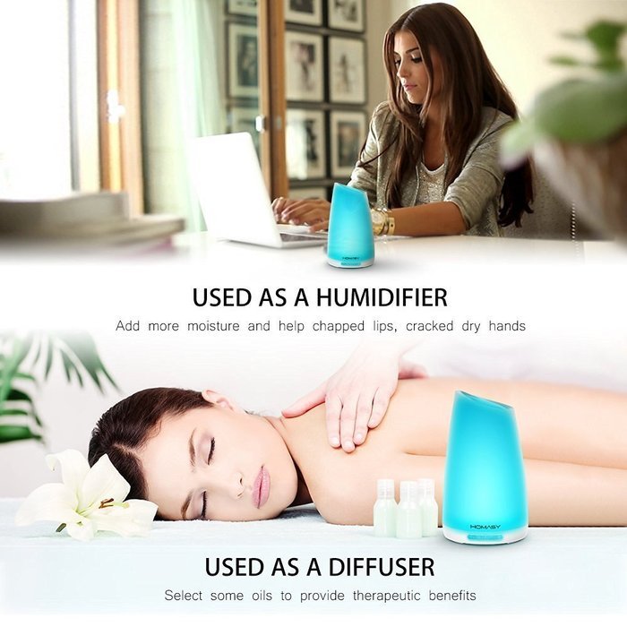 Scenic 100ml Essential Oil Diffuser Humidifier, Aromatherapy Diffuser with 7 Color Lights，4-6 Hours Working Time... N4