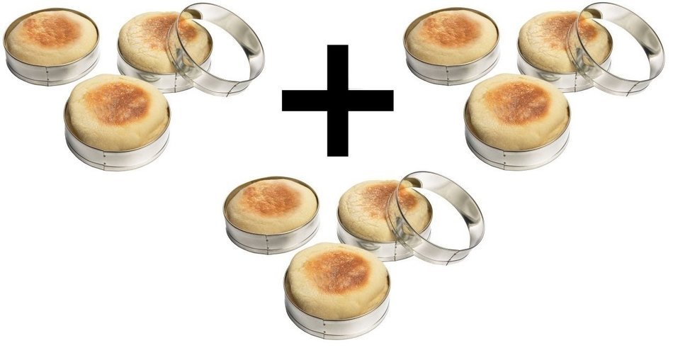 Fox Run 4 Pc English Muffin Crumpet Biscuit Egg Cookie Rings Cutter Set, 3-Pack