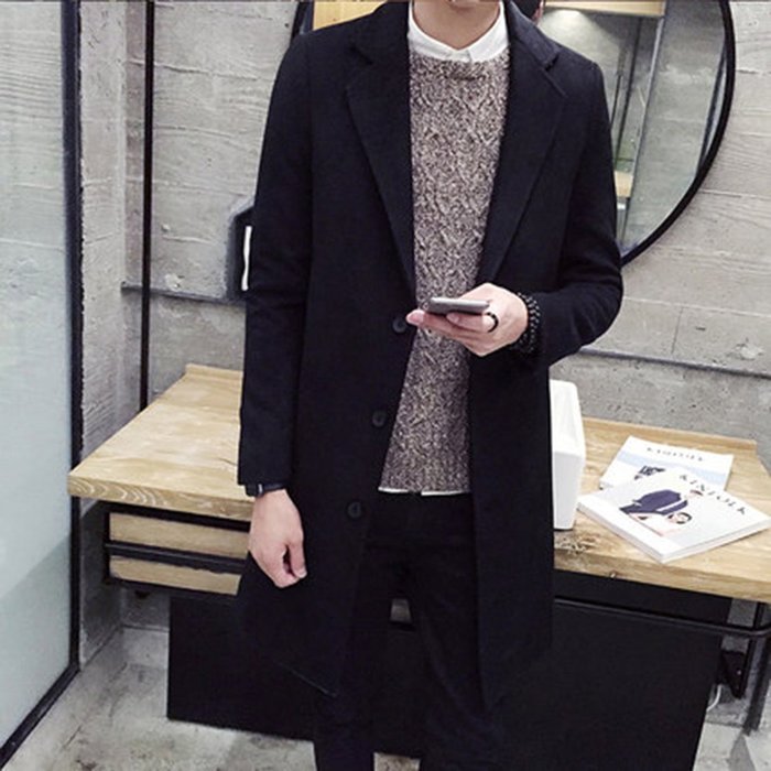 Spritech(TM) Men's New Fashion Comfort Winter Slim Fit Turndown Collar Woolen Jacket Single-Breasted Overcoat... N8