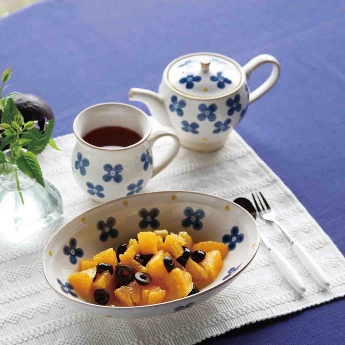 Saikai Pottery Blue Clovers Kyusu Japanese Teapot with strainer 12380 from Japan
