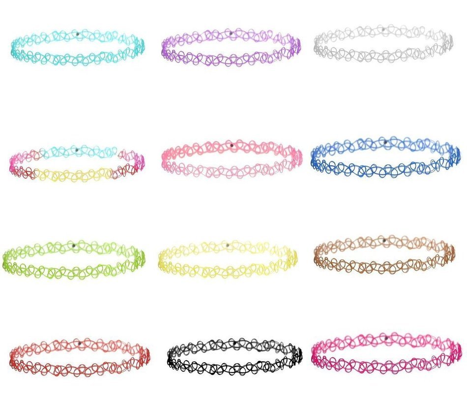 6Pcs Choker Stretch Gothic Tattoo Henna Elastic Choker Necklace Set N2
