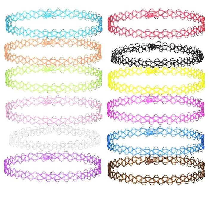 6Pcs Choker Stretch Gothic Tattoo Henna Elastic Choker Necklace Set N3