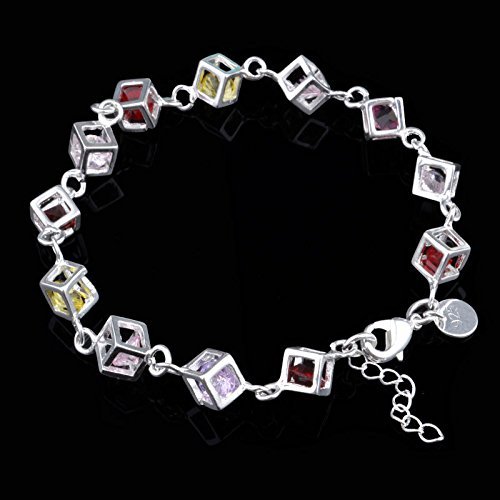 1pc HOT Women's Fancy Silver Plated Colorful Rainbow Rhinestone Bangle Bracelet N6
