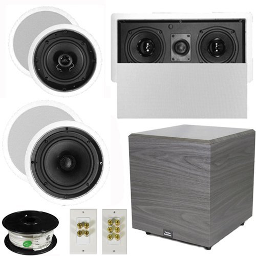 Theater Solutions 5.1 Home Theater 4 Speaker Set with Center, 12" Powered Sub and More TS5C6CL51SET6
