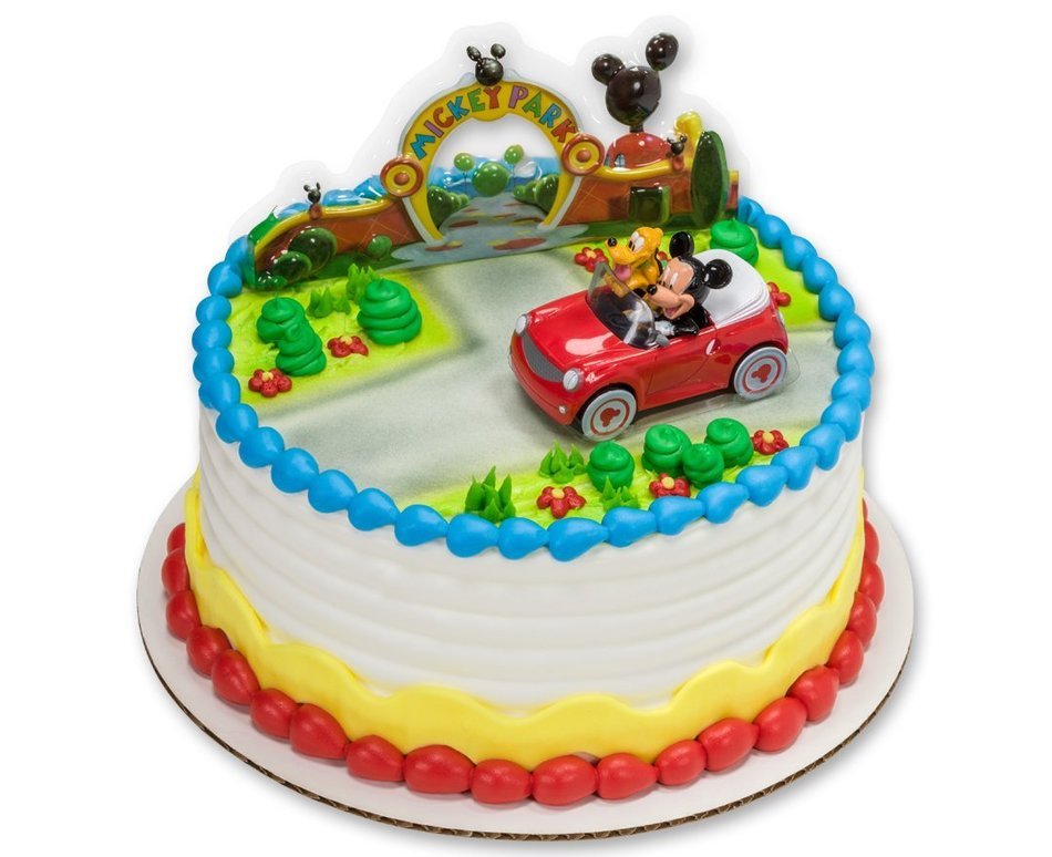 Mickey Mouse and Pluto Car DecoSet Cake Decoration