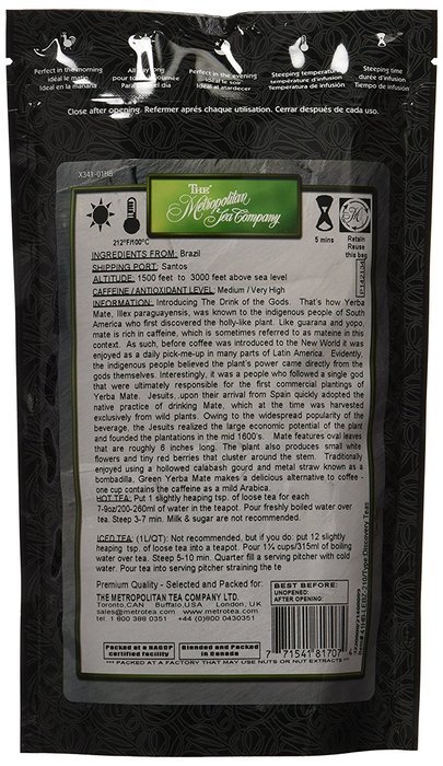 Metropolitan Tea Discovery Loose Tea Pack, Brazil Green Mate Herbal, 100gm N2