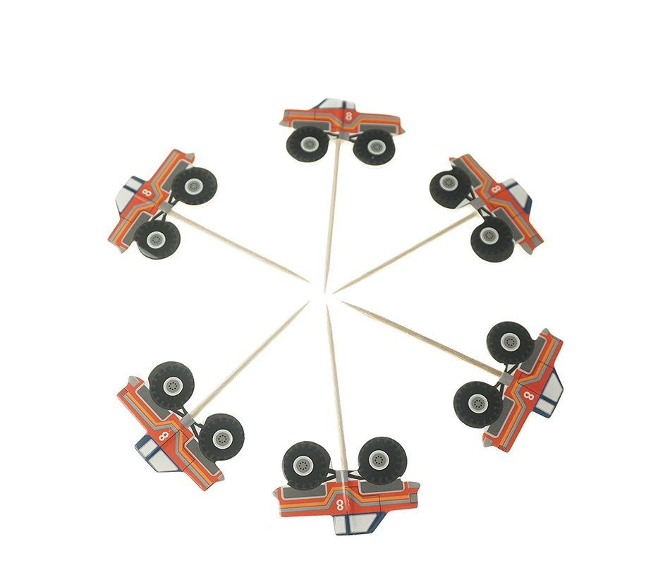Bilipala 24pcs Automobile Tractor Cupcake Toppers Picks, Puffy Picks, Cake Decoration