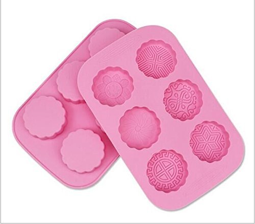 Drhob 1pc Multi color random 6 Cylindrical grid Silicone Mold moon cake forIce jelly Soap, Bread, Loaf, Muffin...