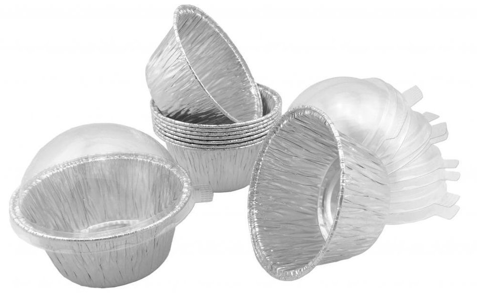 Aluminum Foil Mini Baking Cups 3 1/8" For Muffin Cupcake Custard Baking Bake With Dome Lid 20 Sets
