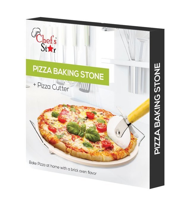 Chef's Star 15" Ceramic Pizza Stone and Pizza Cutter