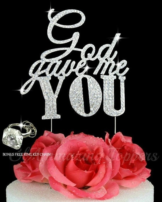 Generic Sparkle Rhinestone God Gave Me You Wedding Cake Topper Bling Custom Decoration, Large