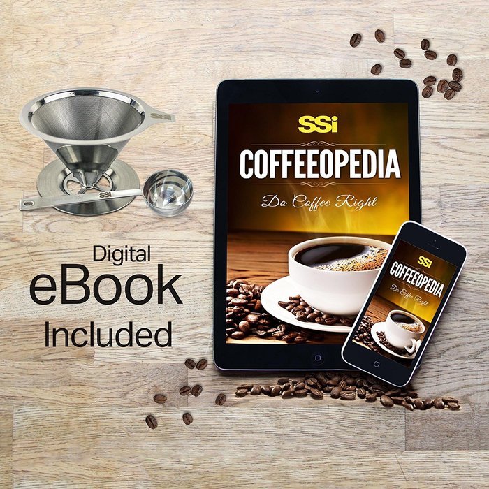 Pour Over Coffee Filter Dripper Kit with Bonus 2 Tablespoon Scoop - All High Quality Stainless Steel Cone Paperless... N2