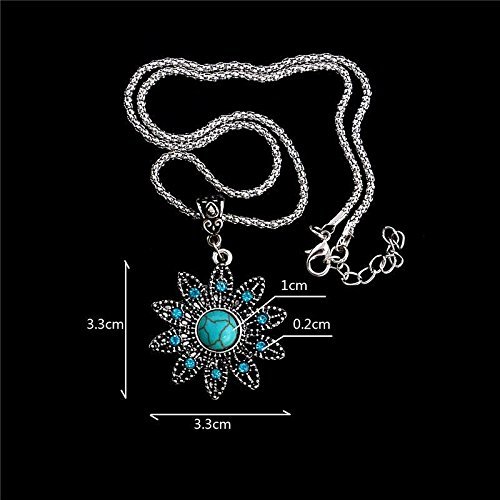 New Design Vintage Style Fashion Turquoise Flower Pendant Necklace Wholesale N2