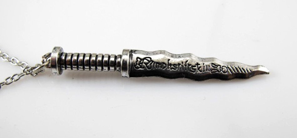 Pop Once Upon A Time ABC Rumplestiltskin Pattern Dagger Charms Cosplay Necklace