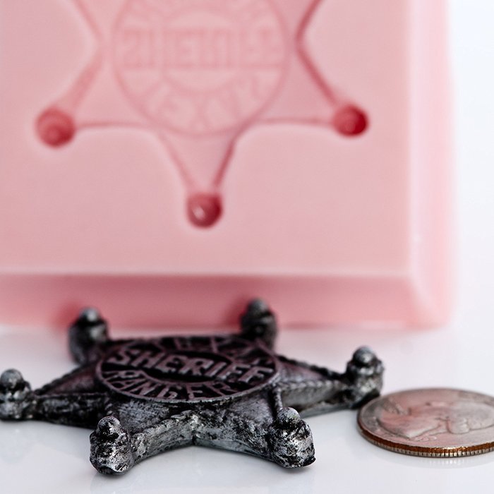 Silicone Marshall Badge Mold Make Your Own Western Sheriff Badge out of Chocolate, Fondant, Candy, Resin, Clay...