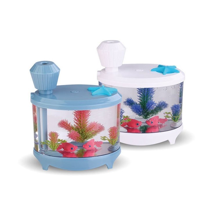 Ecloud Shop Aquarium Night Light Humidifier USB Mini Colorful Night Light Humidifier Vaporizers(Blue) N2