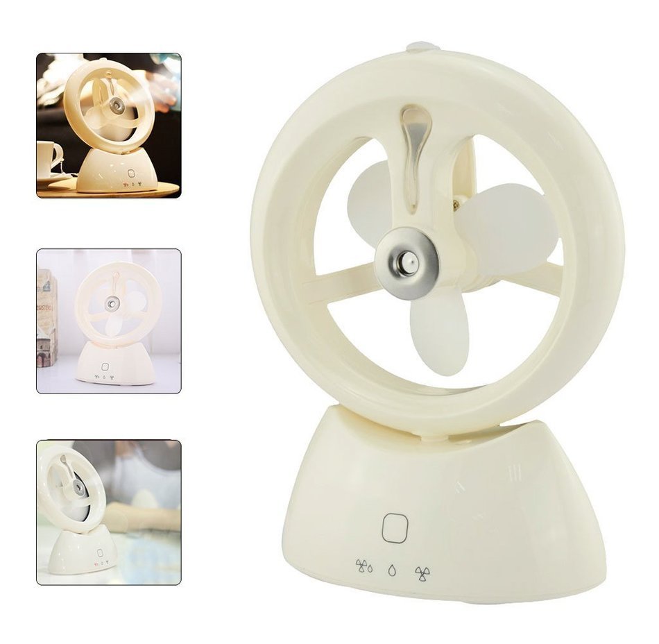 Welltop USB Handheld Humidifier Fans Rechargeable Misting fan Portable Mini fan Table Desktop Water Spray fan... N11
