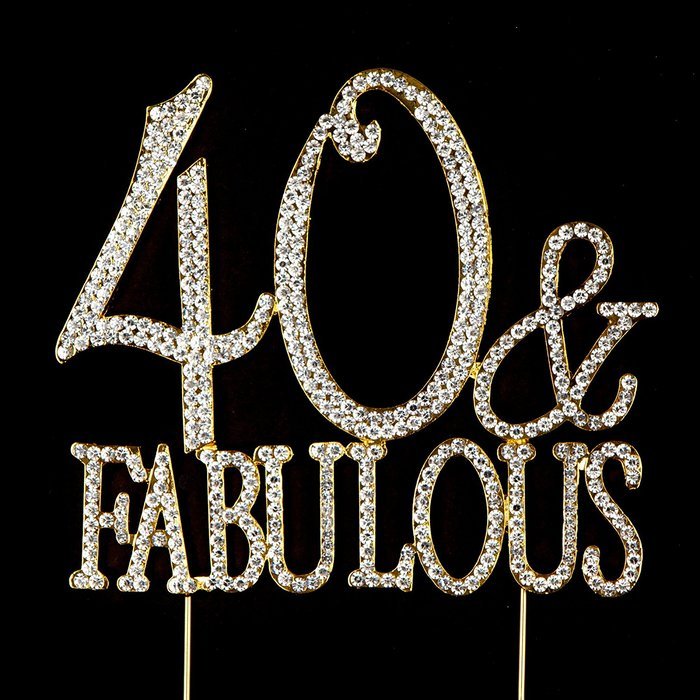 40 & Fabulous Cake Topper for 40th Birthday Silver Metal Party Decoration Ideas (40 and Fabulous Silver) N5