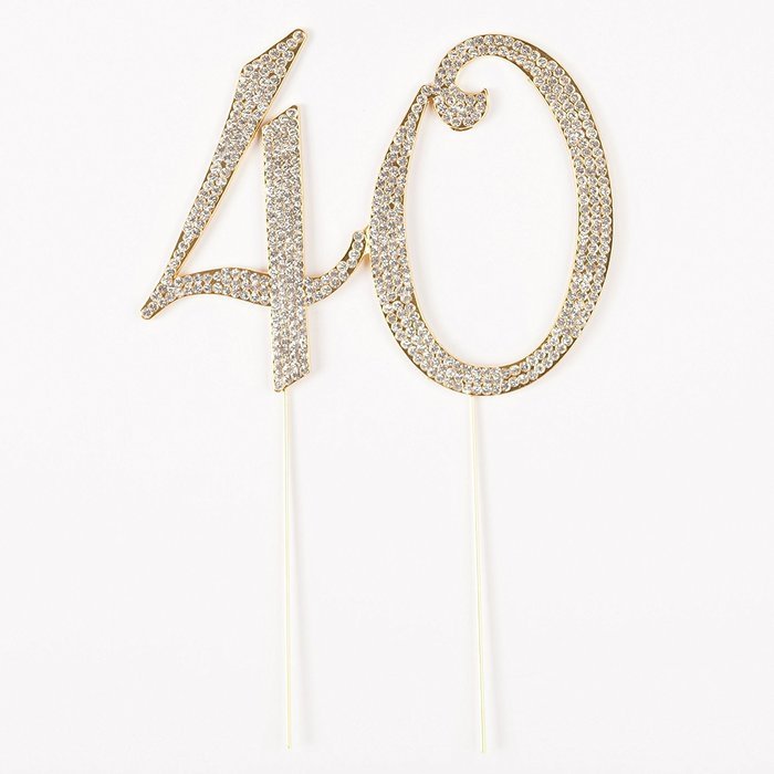 40 & Fabulous Cake Topper for 40th Birthday Silver Metal Party Decoration Ideas (40 and Fabulous Silver) N6