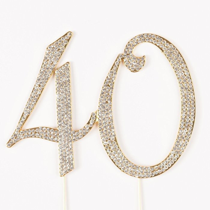 40 & Fabulous Cake Topper for 40th Birthday Silver Metal Party Decoration Ideas (40 and Fabulous Silver) N7