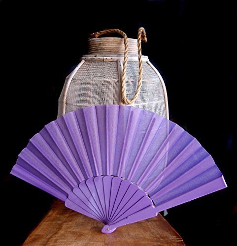 Quasimoon 9" Lavender Nylon Hand Fans for Weddings (10 Pack) by PaperLanternStore