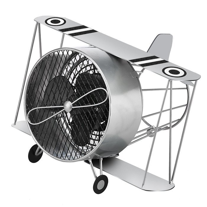 Deco Breeze Silver Biplane Figurine Fan