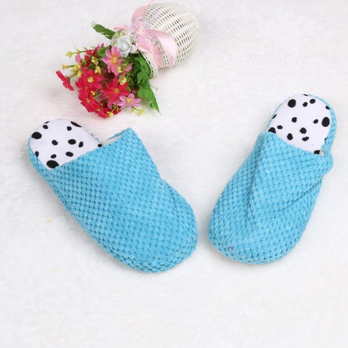 AutumnFall Women's Cozy Cotton Knitted Anti-slip House Slippers (38, Blue) N8